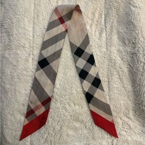Burberry Beige, Black and Red Silk Shortie Silk Scarf 33”